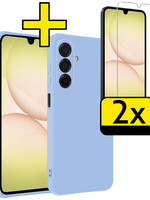 LUQ LUQ Samsung Galaxy A17 Hoesje Siliconen Met 2x Screenprotector - Lichtblauw