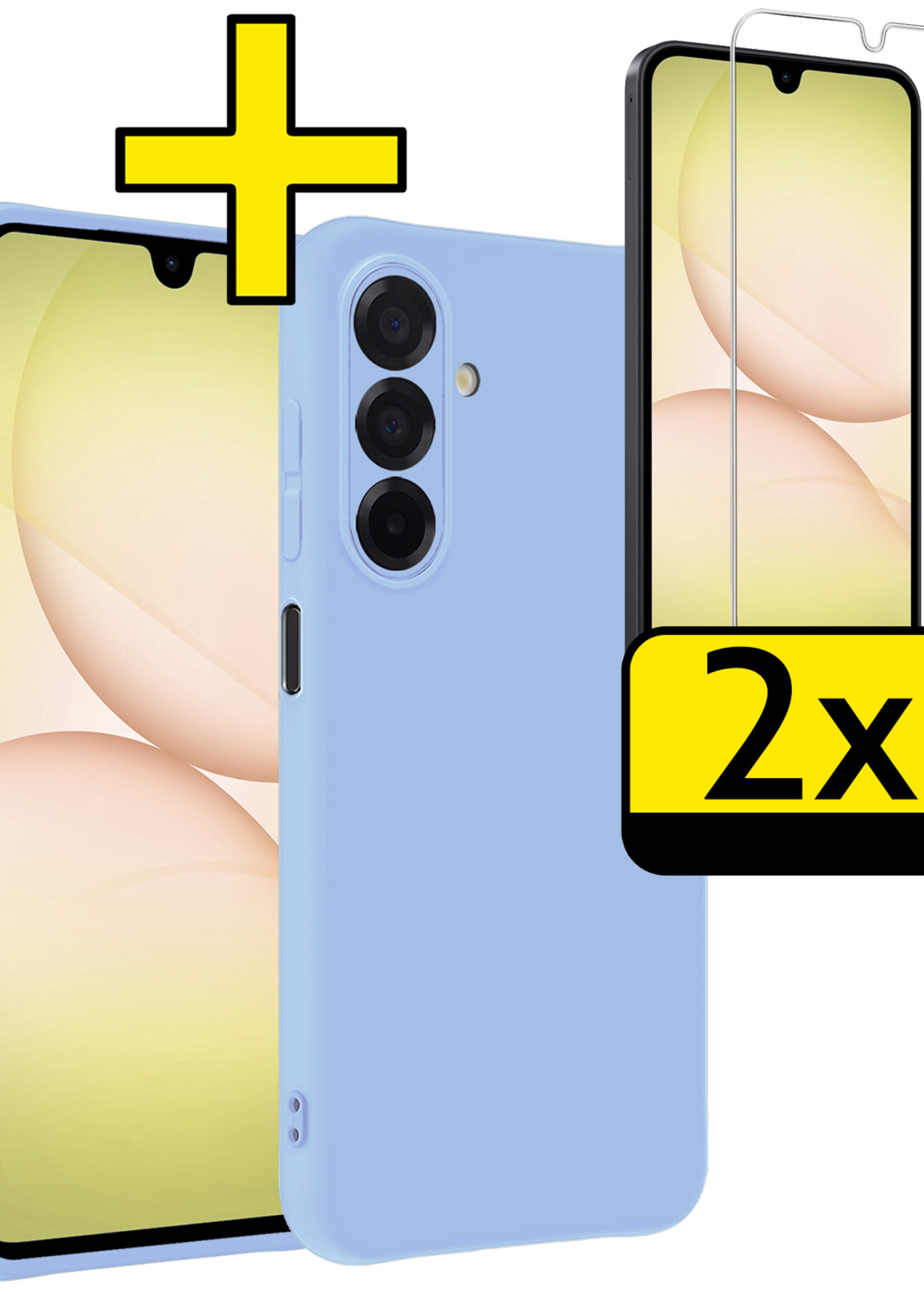 LUQ LUQ Samsung Galaxy A17 Hoesje Siliconen Met 2x Screenprotector - Lichtblauw