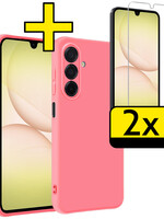 LUQ LUQ Samsung Galaxy A17 Hoesje Siliconen Met 2x Screenprotector - Lichtroze