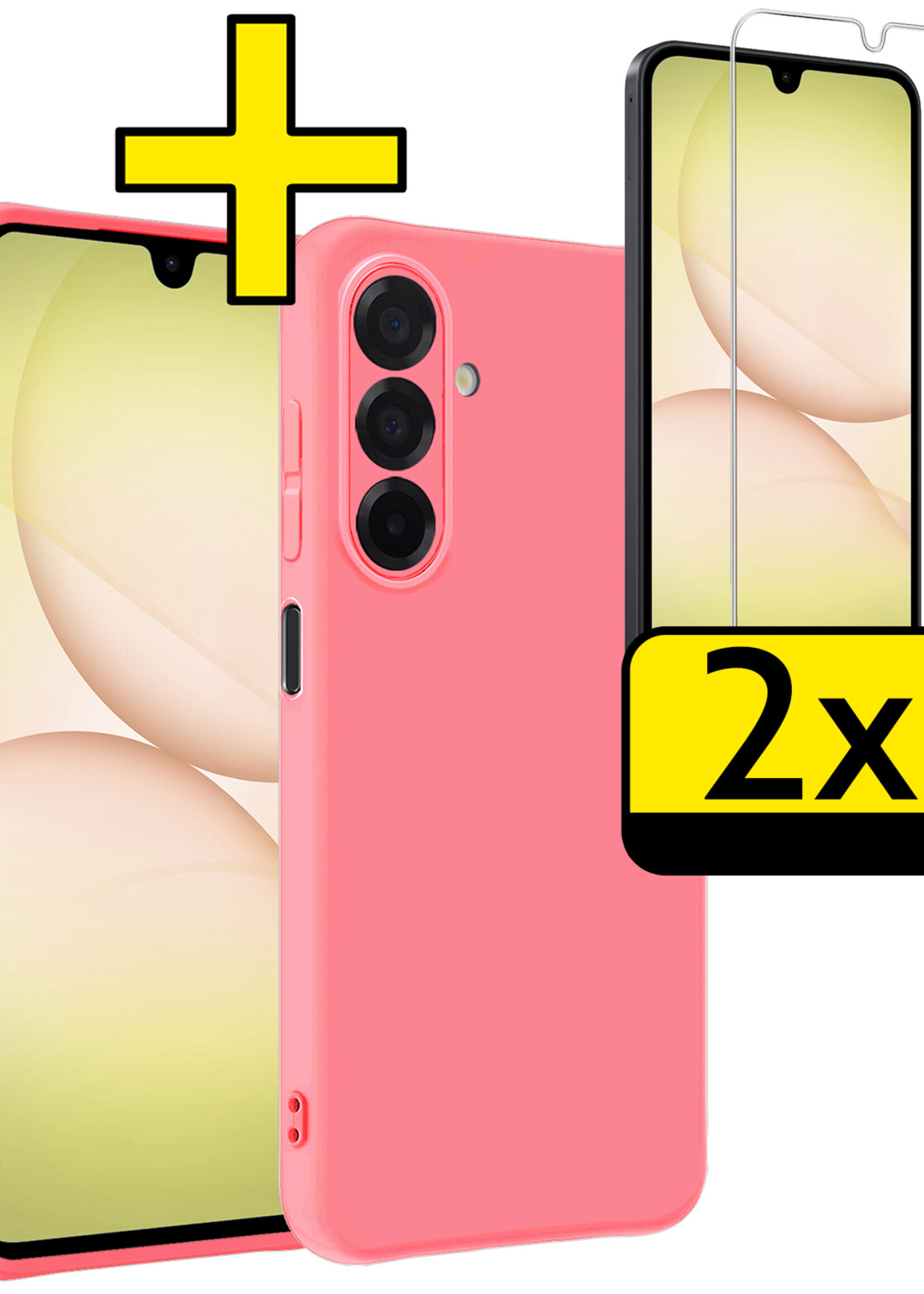 LUQ LUQ Samsung Galaxy A17 Hoesje Siliconen Met 2x Screenprotector - Lichtroze