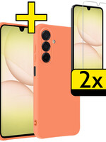 LUQ LUQ Samsung Galaxy A17 Hoesje Siliconen Met 2x Screenprotector - Perzik