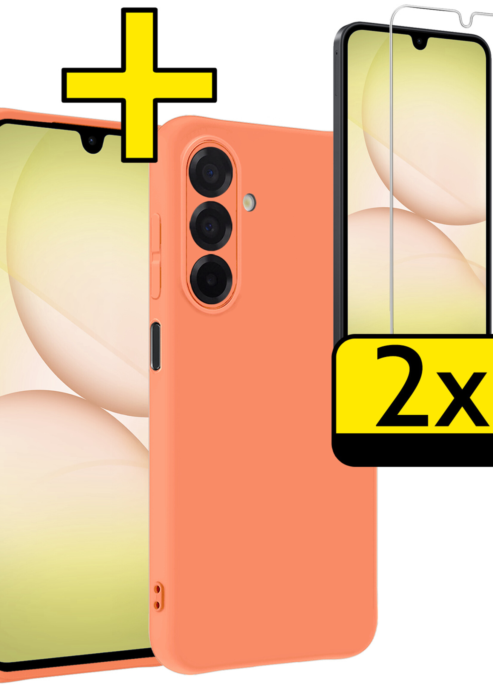 LUQ LUQ Samsung Galaxy A17 Hoesje Siliconen Met 2x Screenprotector - Perzik