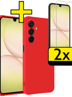 LUQ LUQ Samsung Galaxy A17 Hoesje Siliconen Met 2x Screenprotector - Rood