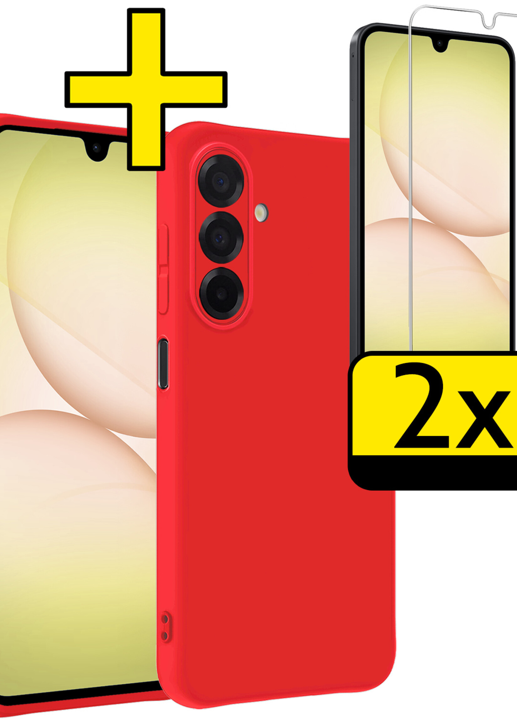 LUQ LUQ Samsung Galaxy A17 Hoesje Siliconen Met 2x Screenprotector - Rood