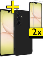 LUQ LUQ Samsung Galaxy A17 Hoesje Siliconen Met 2x Screenprotector - Zwart