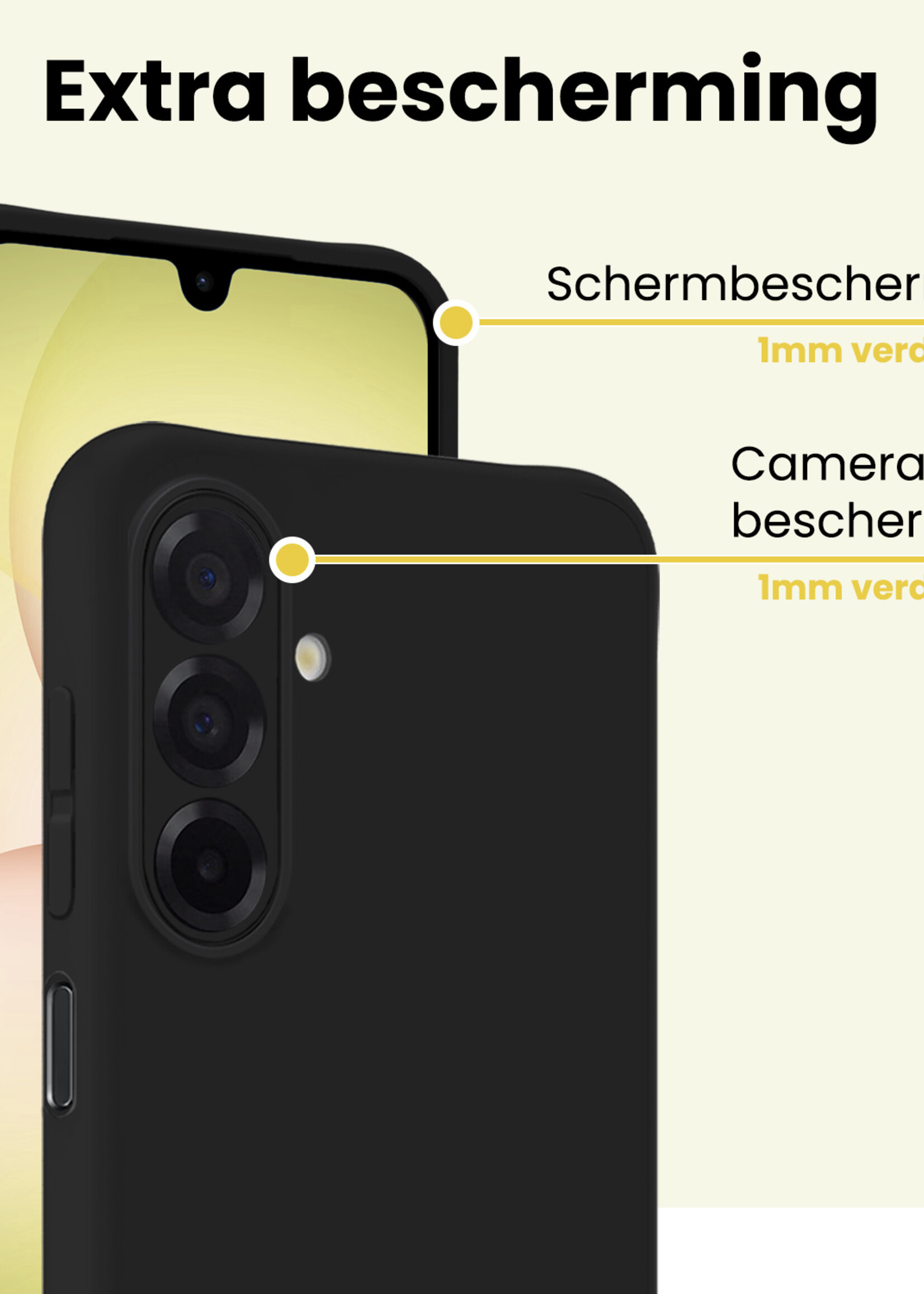 LUQ LUQ Samsung Galaxy A17 Hoesje Siliconen Met 2x Screenprotector - Zwart