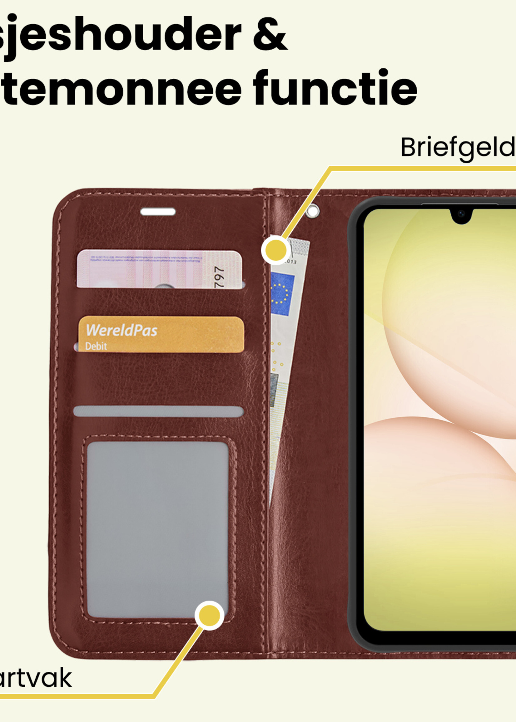 LUQ LUQ Samsung Galaxy A17 Hoesje Bookcase - Bruin