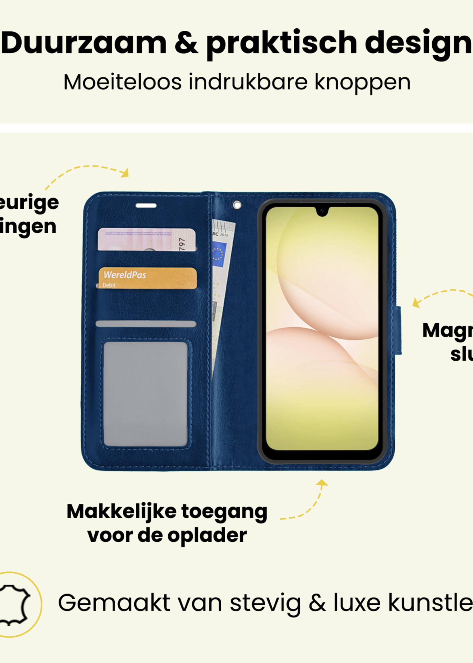 LUQ LUQ Samsung Galaxy A17 Hoesje Bookcase - Donkerblauw