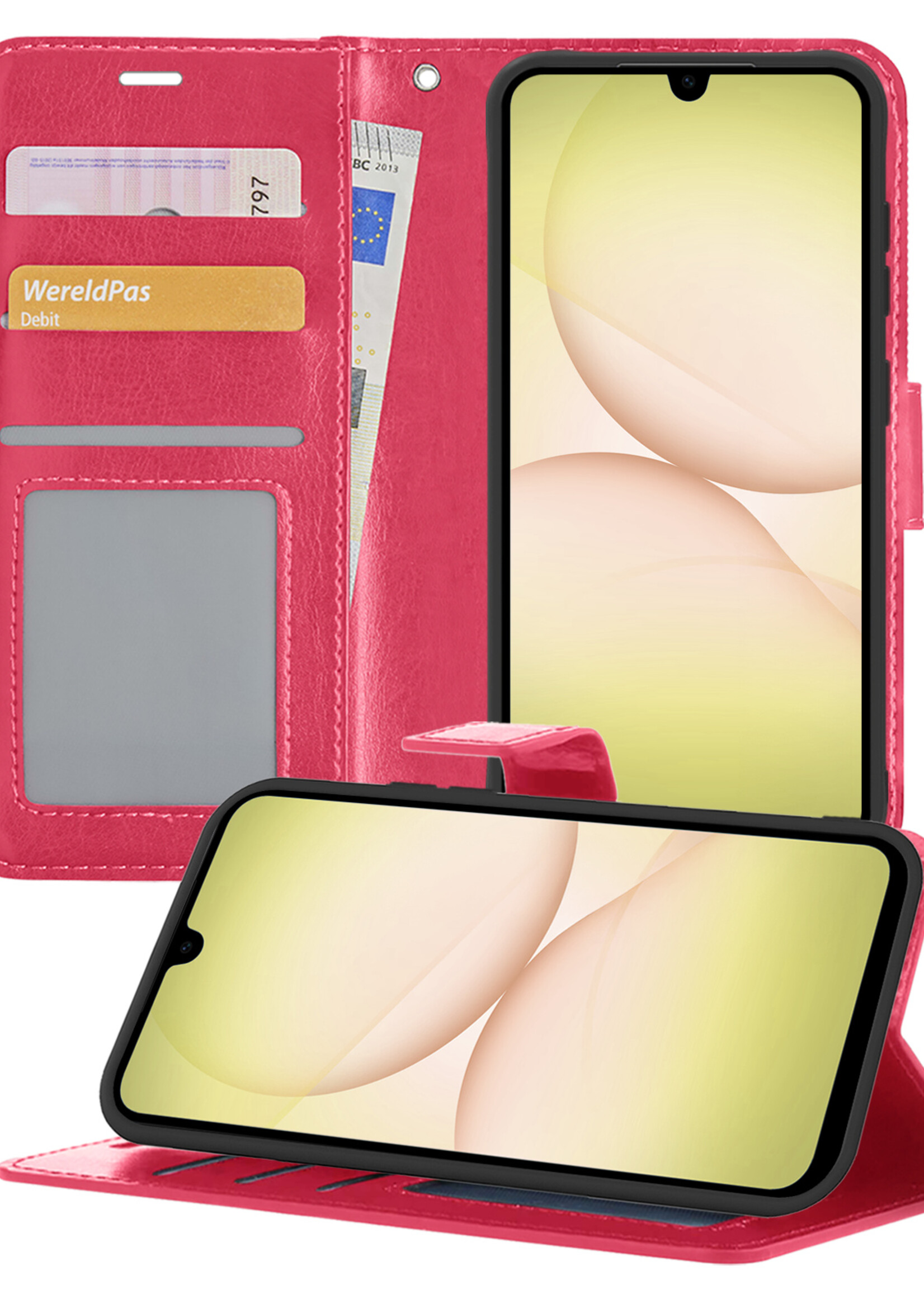 LUQ LUQ Samsung Galaxy A17 Hoesje Bookcase - Donkerroze