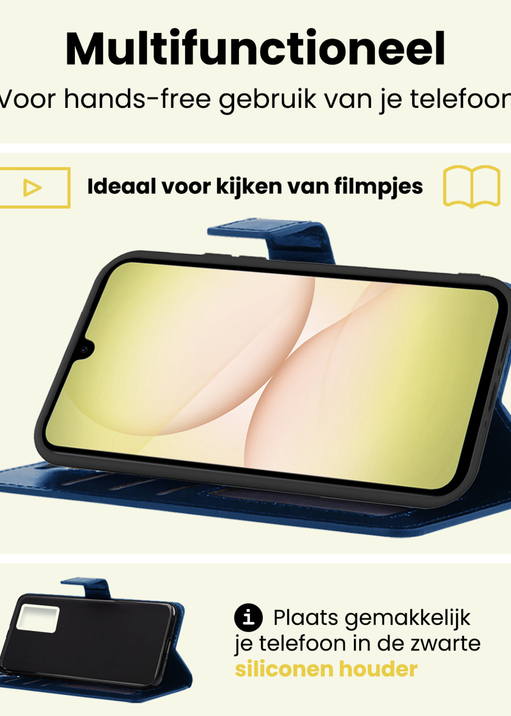 LUQ LUQ Samsung Galaxy A17 Hoesje Bookcase Met Screenprotector - Donkerblauw