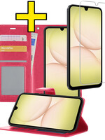 LUQ LUQ Samsung Galaxy A17 Hoesje Bookcase Met Screenprotector - Donkerroze