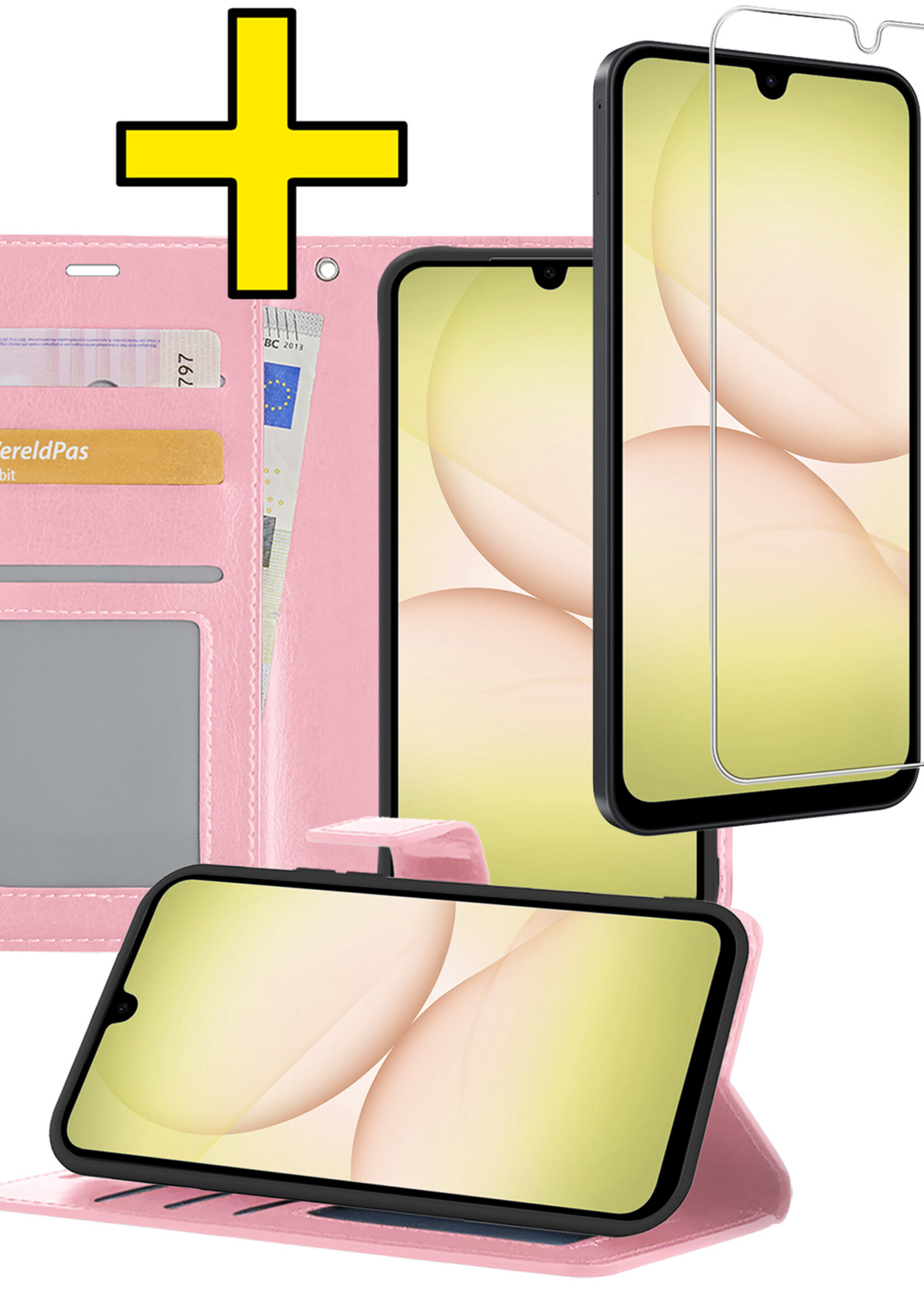 LUQ LUQ Samsung Galaxy A17 Hoesje Bookcase Met Screenprotector - Lichtroze