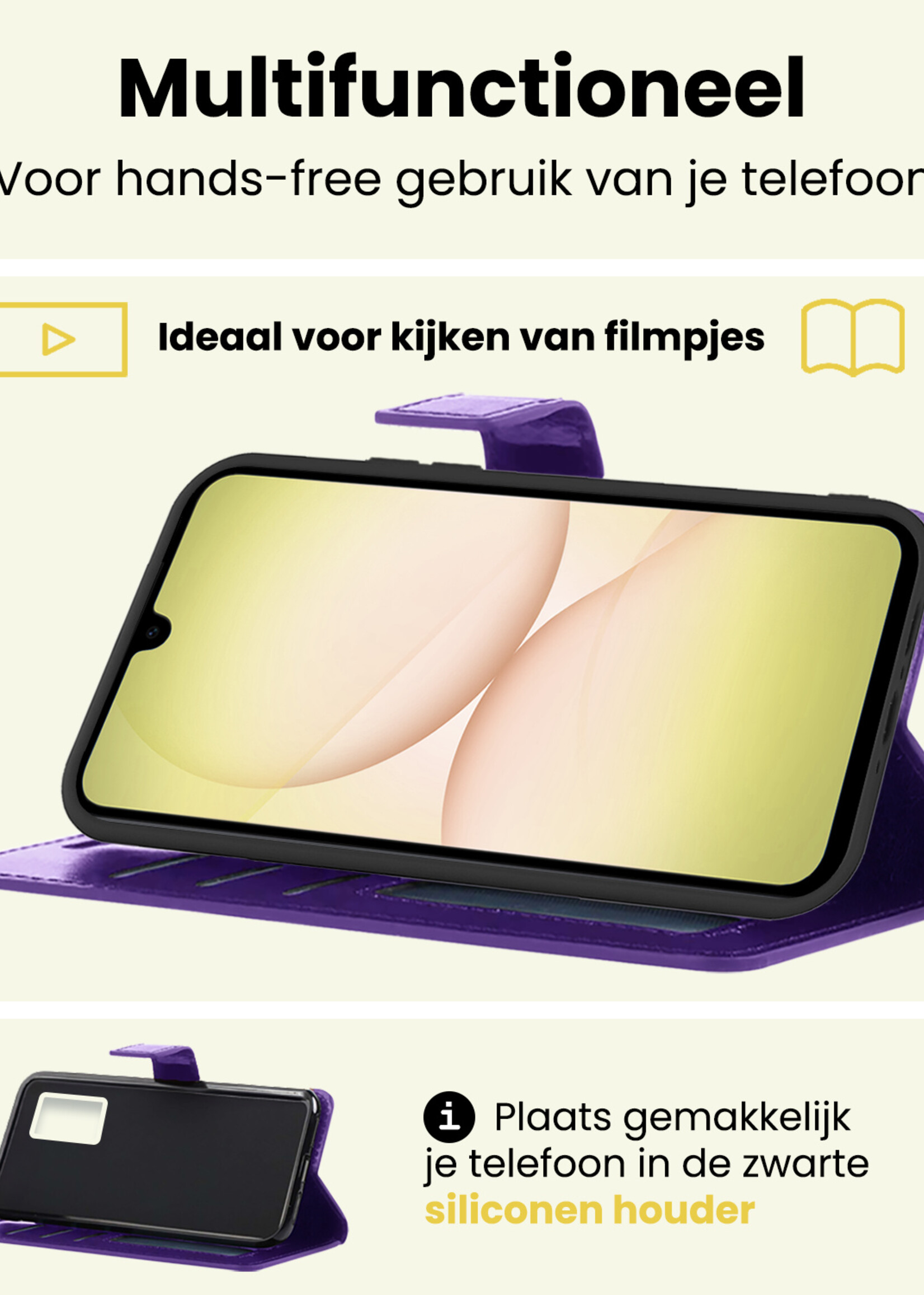 LUQ LUQ Samsung Galaxy A17 Hoesje Bookcase Met Screenprotector - Paars