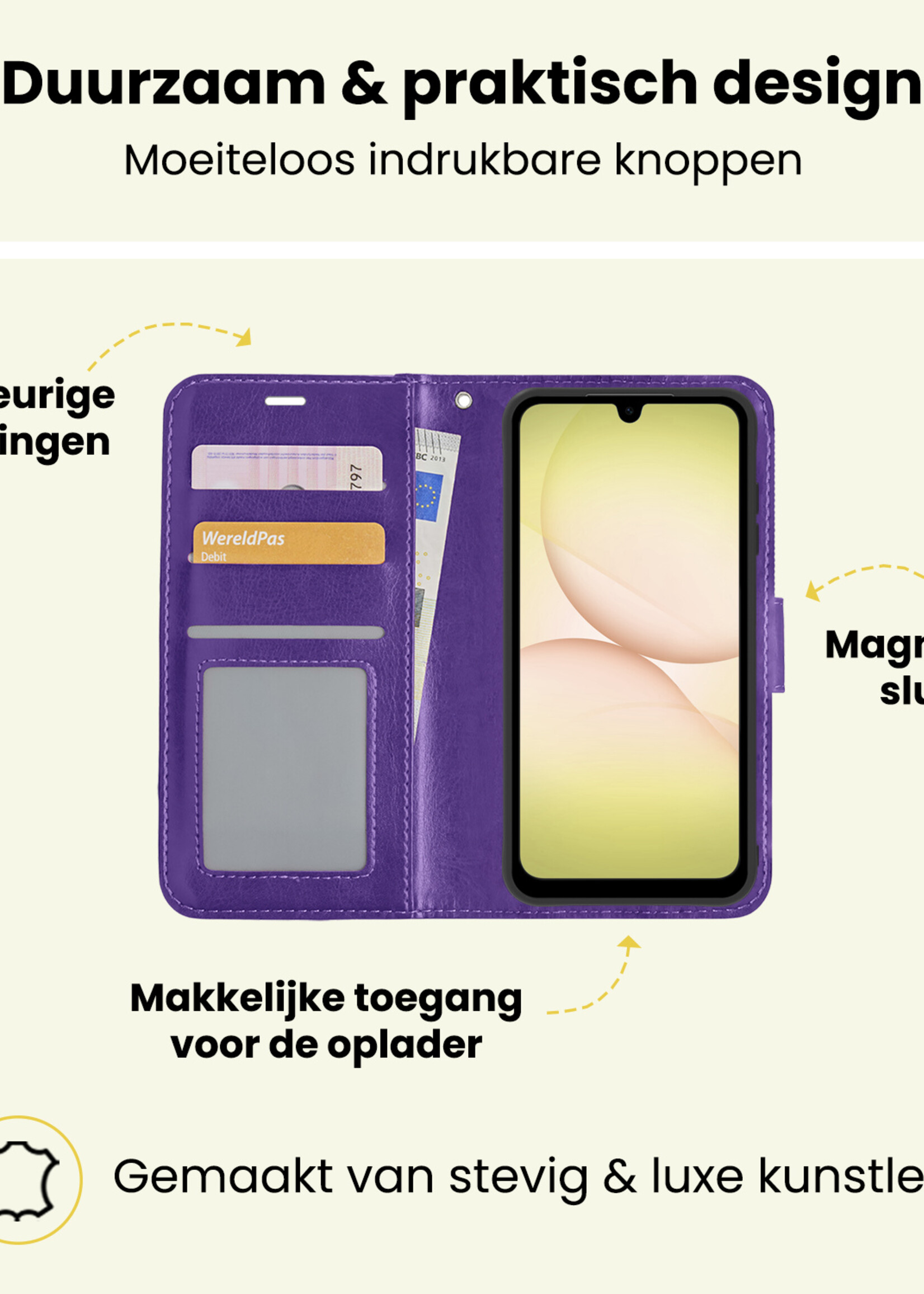 LUQ LUQ Samsung Galaxy A17 Hoesje Bookcase Met Screenprotector - Paars