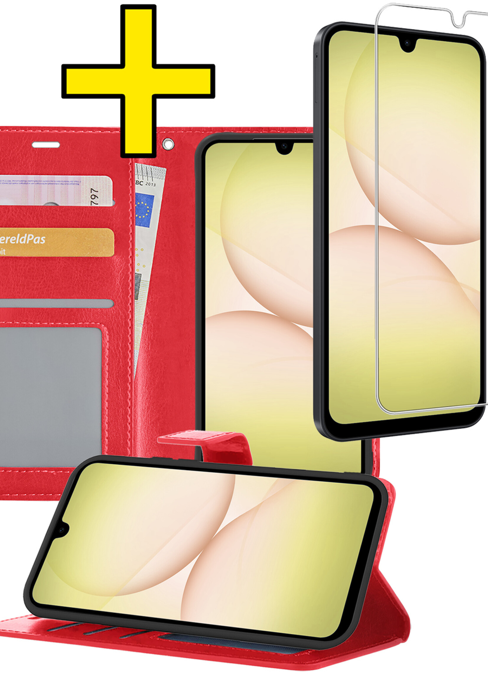 LUQ LUQ Samsung Galaxy A17 Hoesje Bookcase Met Screenprotector - Rood