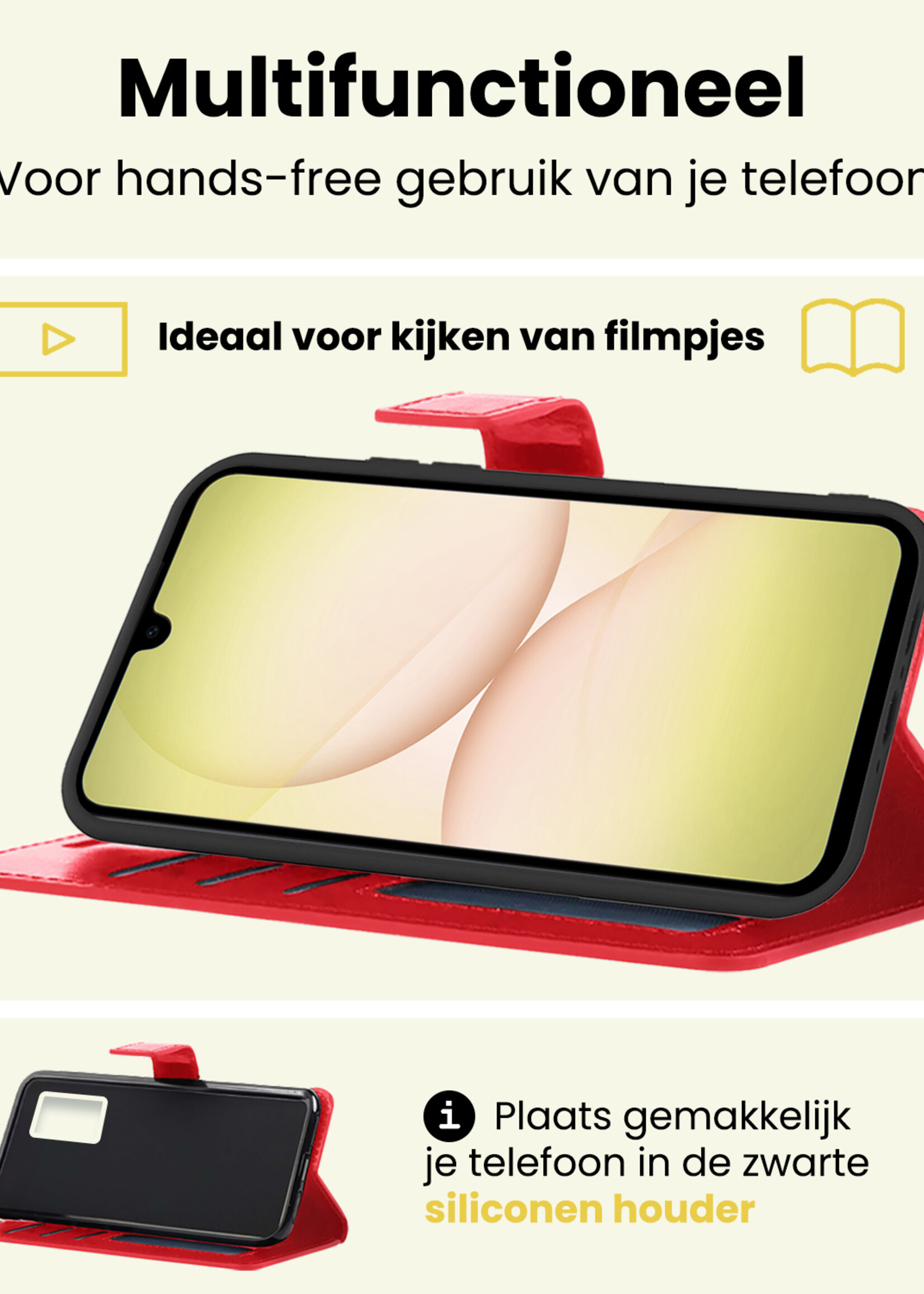 LUQ LUQ Samsung Galaxy A17 Hoesje Bookcase Met Screenprotector - Rood