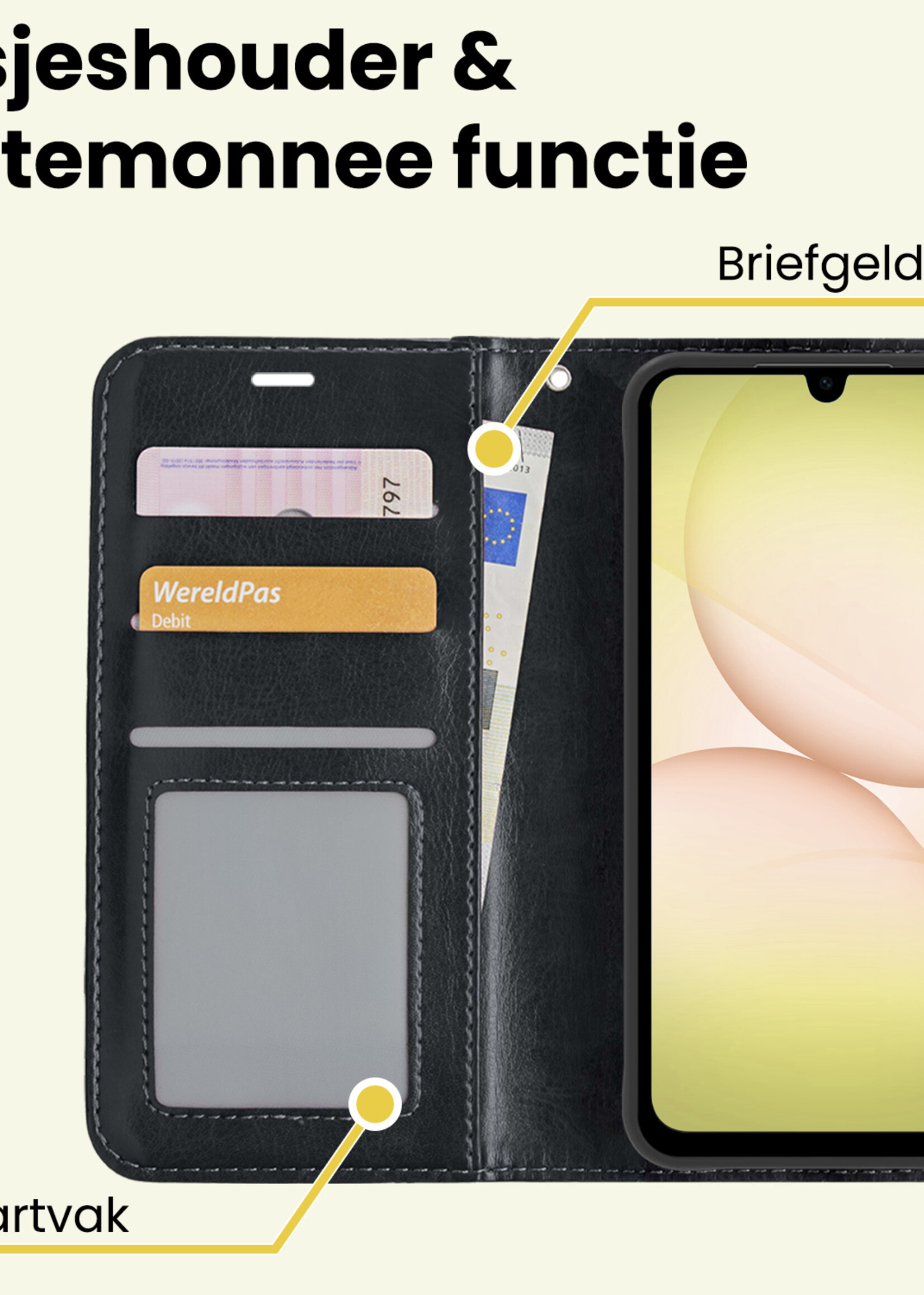 LUQ LUQ Samsung Galaxy A17 Hoesje Bookcase Met Screenprotector - Zwart