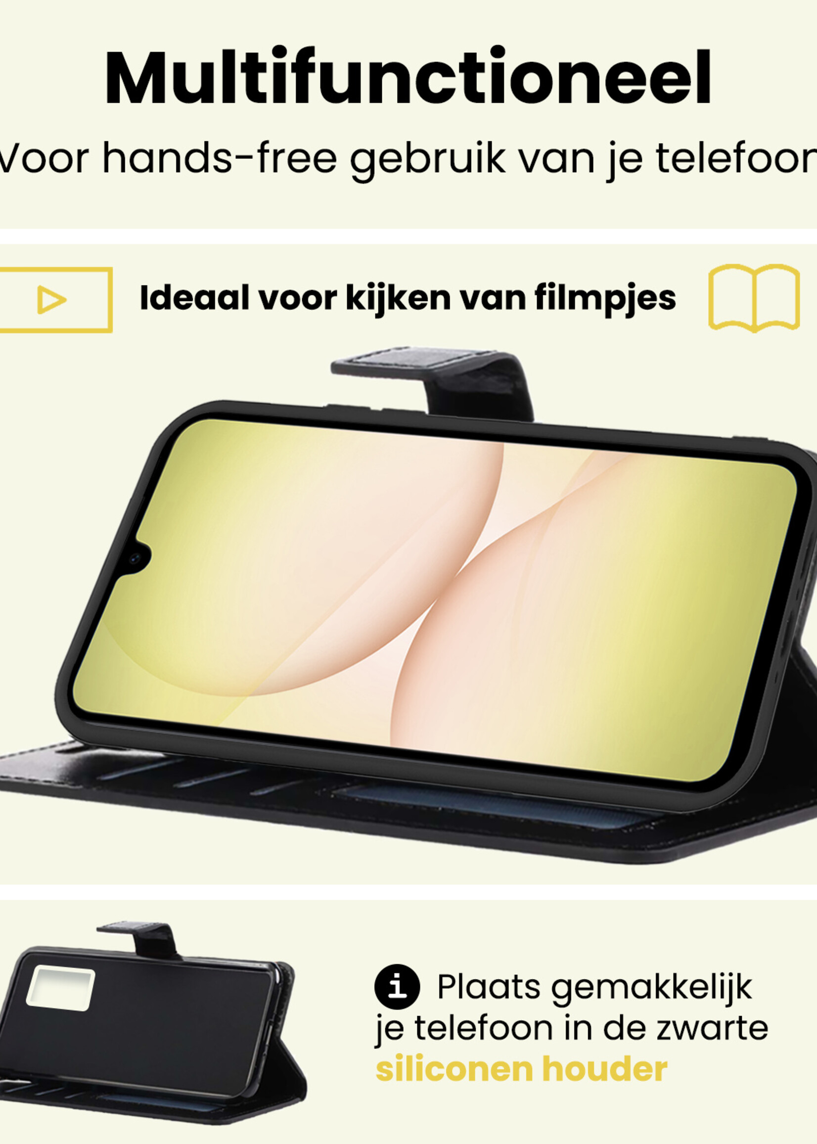 LUQ LUQ Samsung Galaxy A17 Hoesje Bookcase Met Screenprotector - Zwart