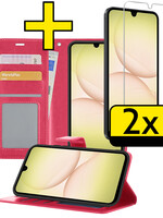 LUQ LUQ Samsung Galaxy A17 Hoesje Bookcase Met 2x Screenprotector - Donkerroze