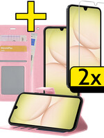 LUQ LUQ Samsung Galaxy A17 Hoesje Bookcase Met 2x Screenprotector - Lichtroze