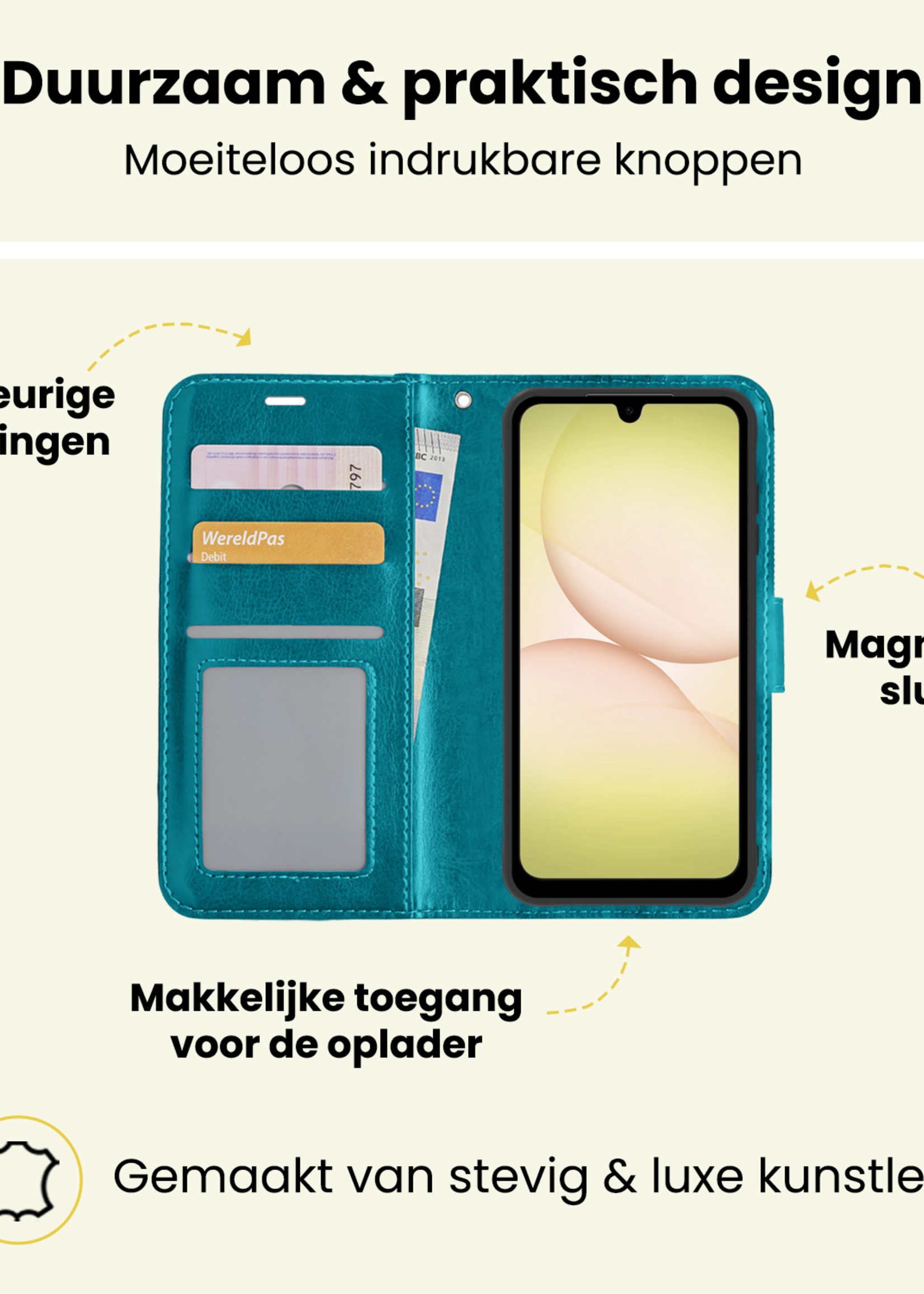 LUQ LUQ Samsung Galaxy A17 Hoesje Bookcase - Turquoise