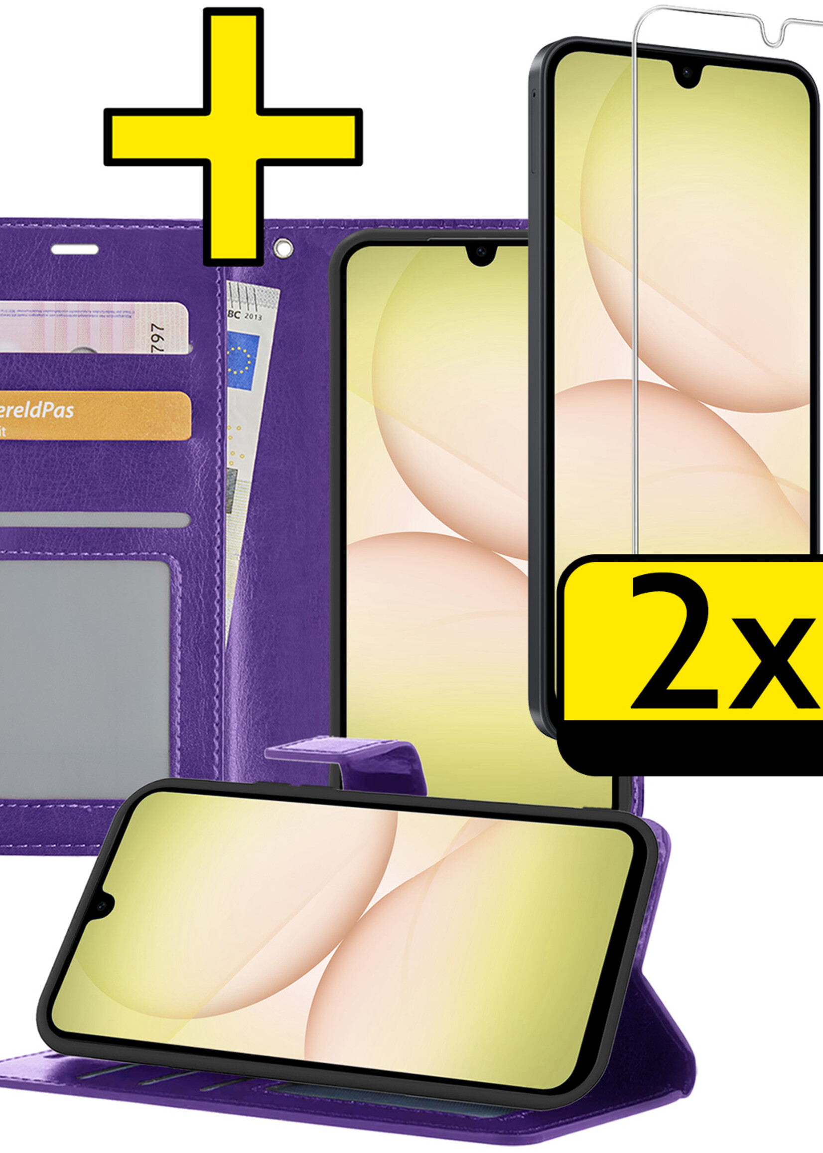 LUQ LUQ Samsung Galaxy A17 Hoesje Bookcase Met 2x Screenprotector - Paars