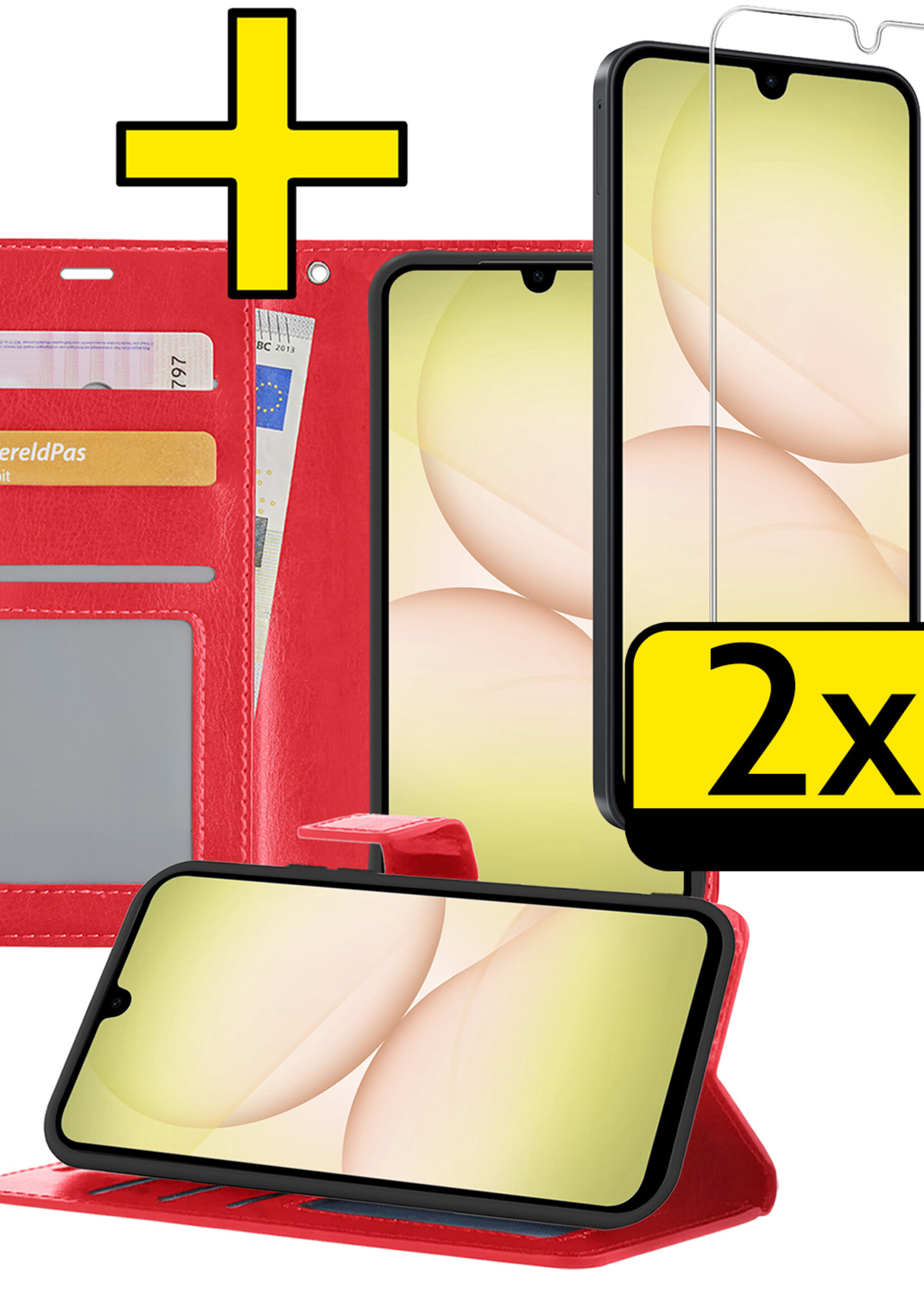 LUQ LUQ Samsung Galaxy A17 Hoesje Bookcase Met 2x Screenprotector - Rood
