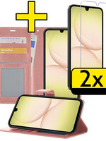 LUQ LUQ Samsung Galaxy A17 Hoesje Bookcase Met 2x Screenprotector - Rose Goud