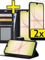 LUQ LUQ Samsung Galaxy A17 Hoesje Bookcase Met 2x Screenprotector - Zwart