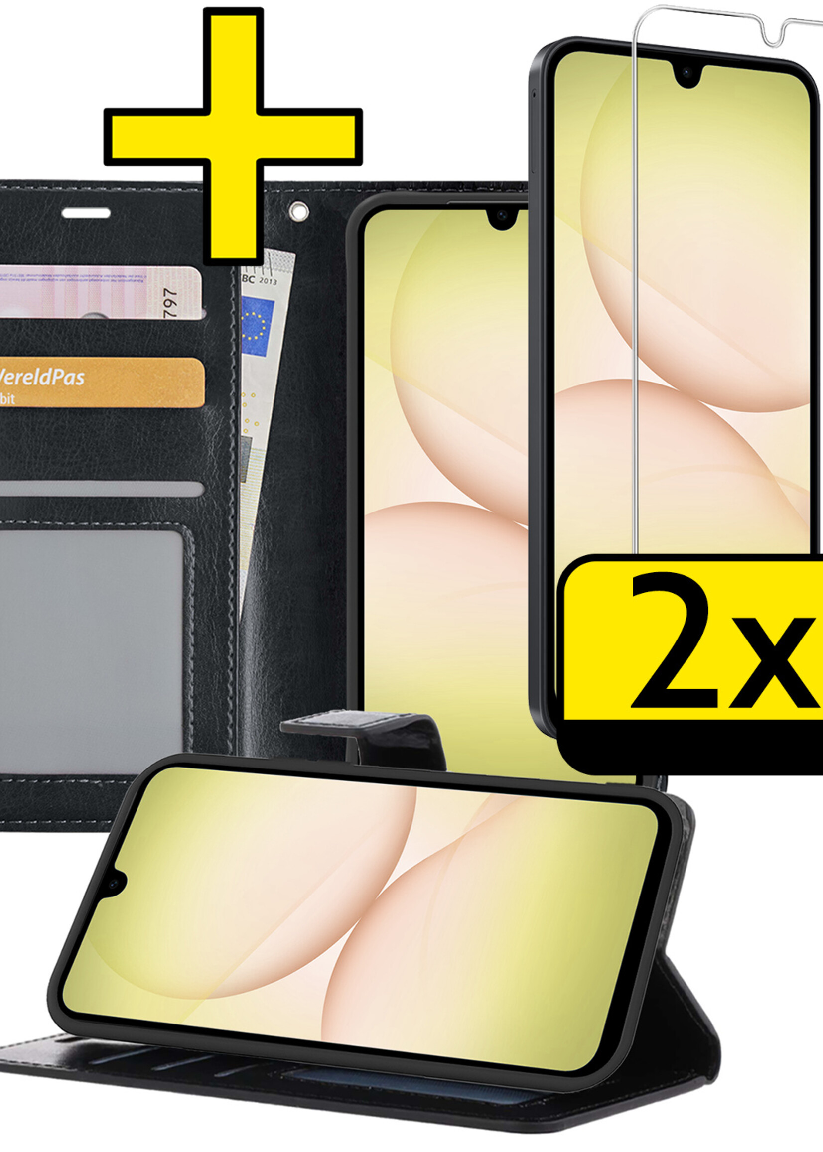 LUQ LUQ Samsung Galaxy A17 Hoesje Bookcase Met 2x Screenprotector - Zwart