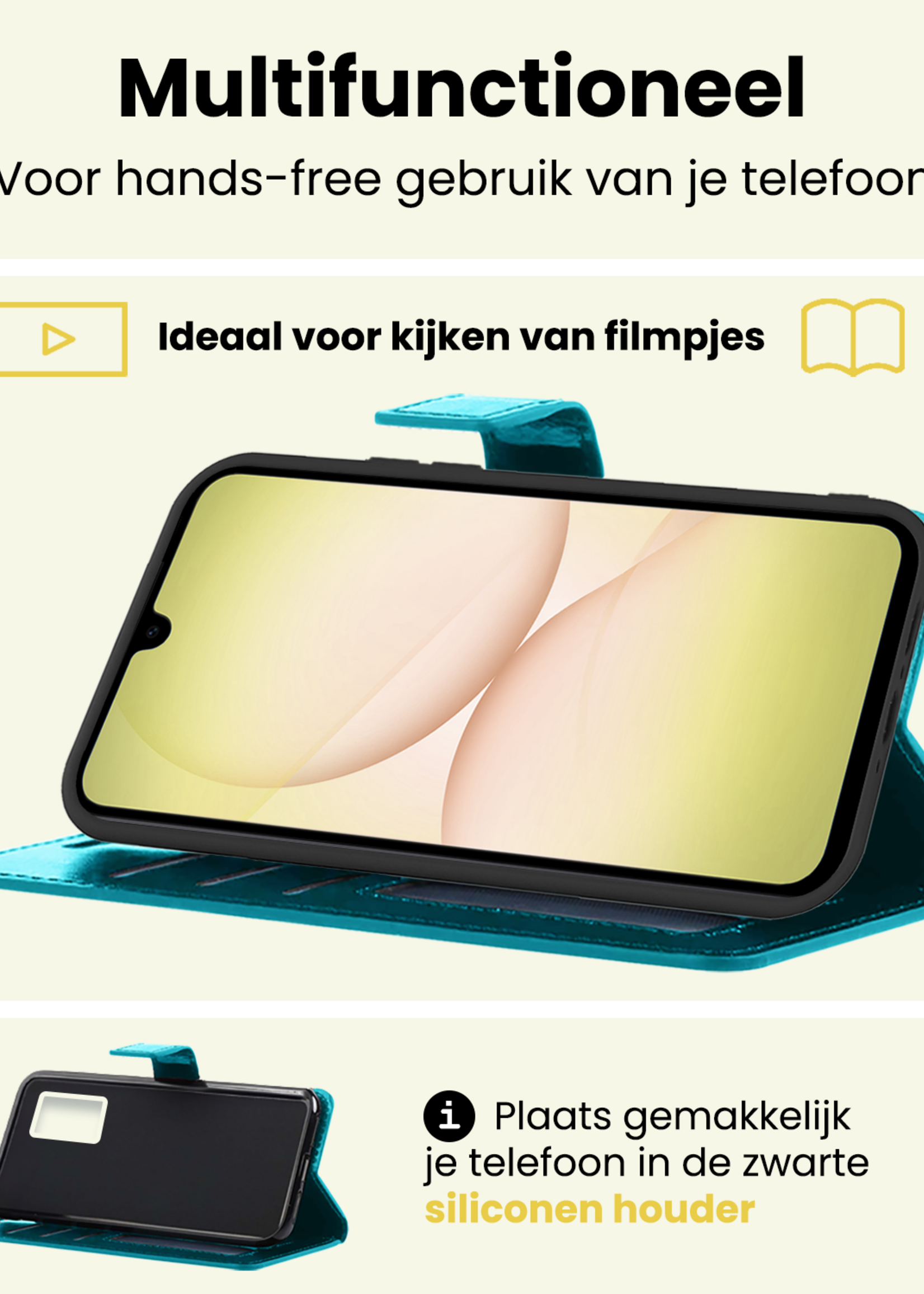 LUQ LUQ Samsung Galaxy A17 Hoesje Bookcase Met 2x Screenprotector - Turquoise