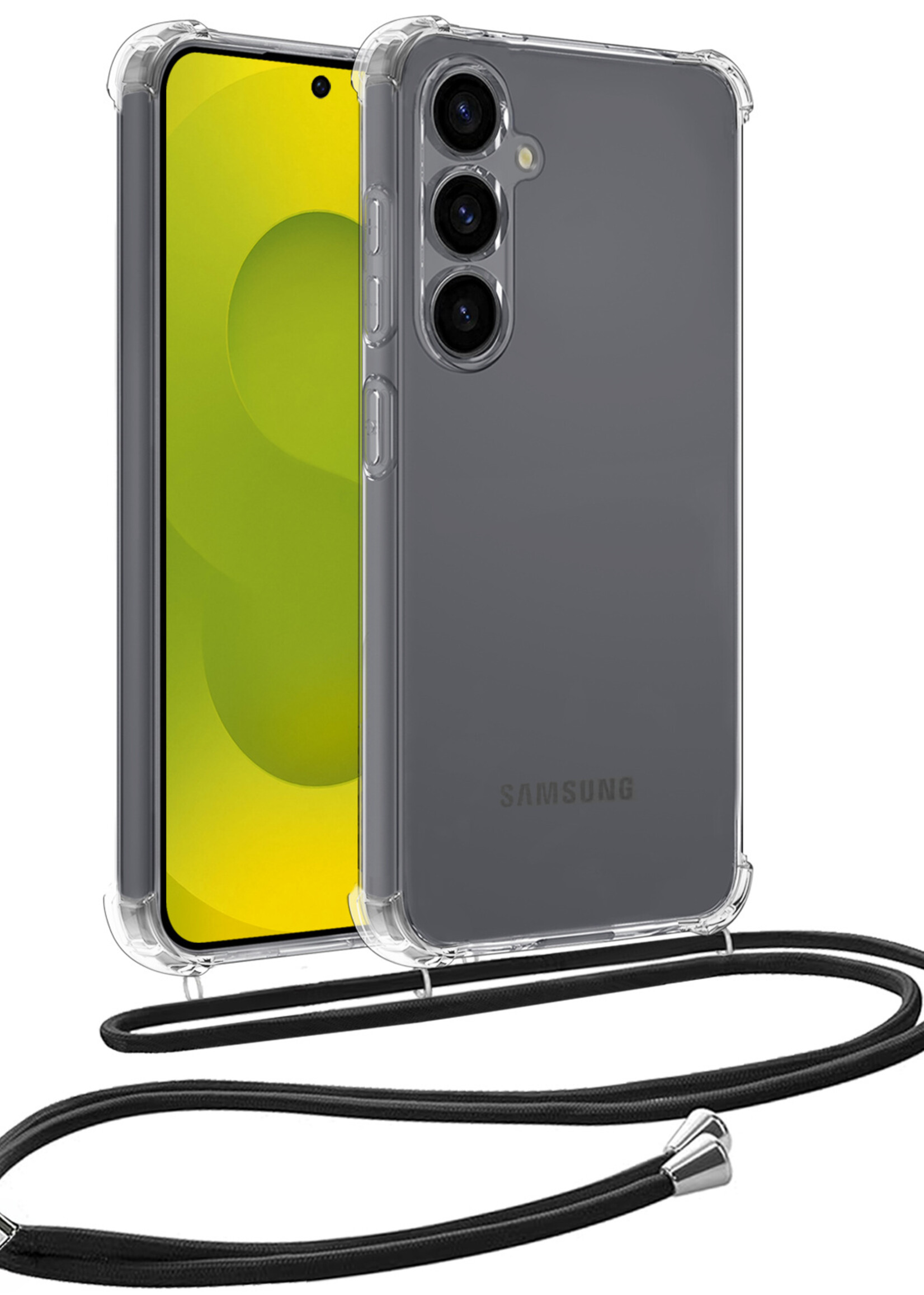 LUQ LUQ Samsung Galaxy S25 FE Hoesje Transparant Shockproof Met Zwart Koord