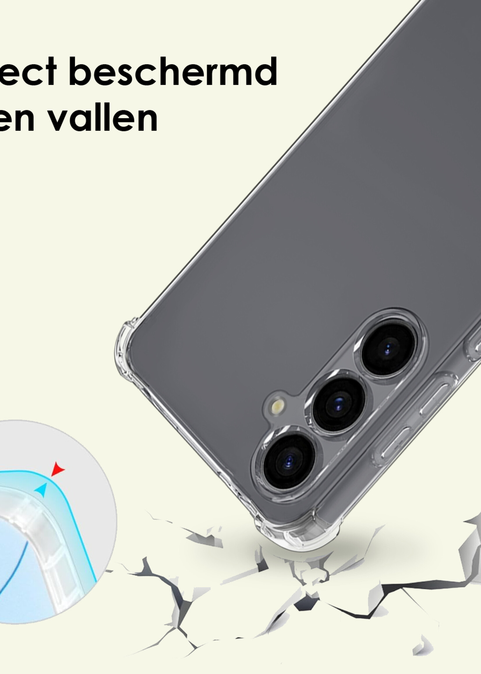 LUQ LUQ Samsung Galaxy S25 FE Hoesje Transparant Shockproof Met Zwart Koord