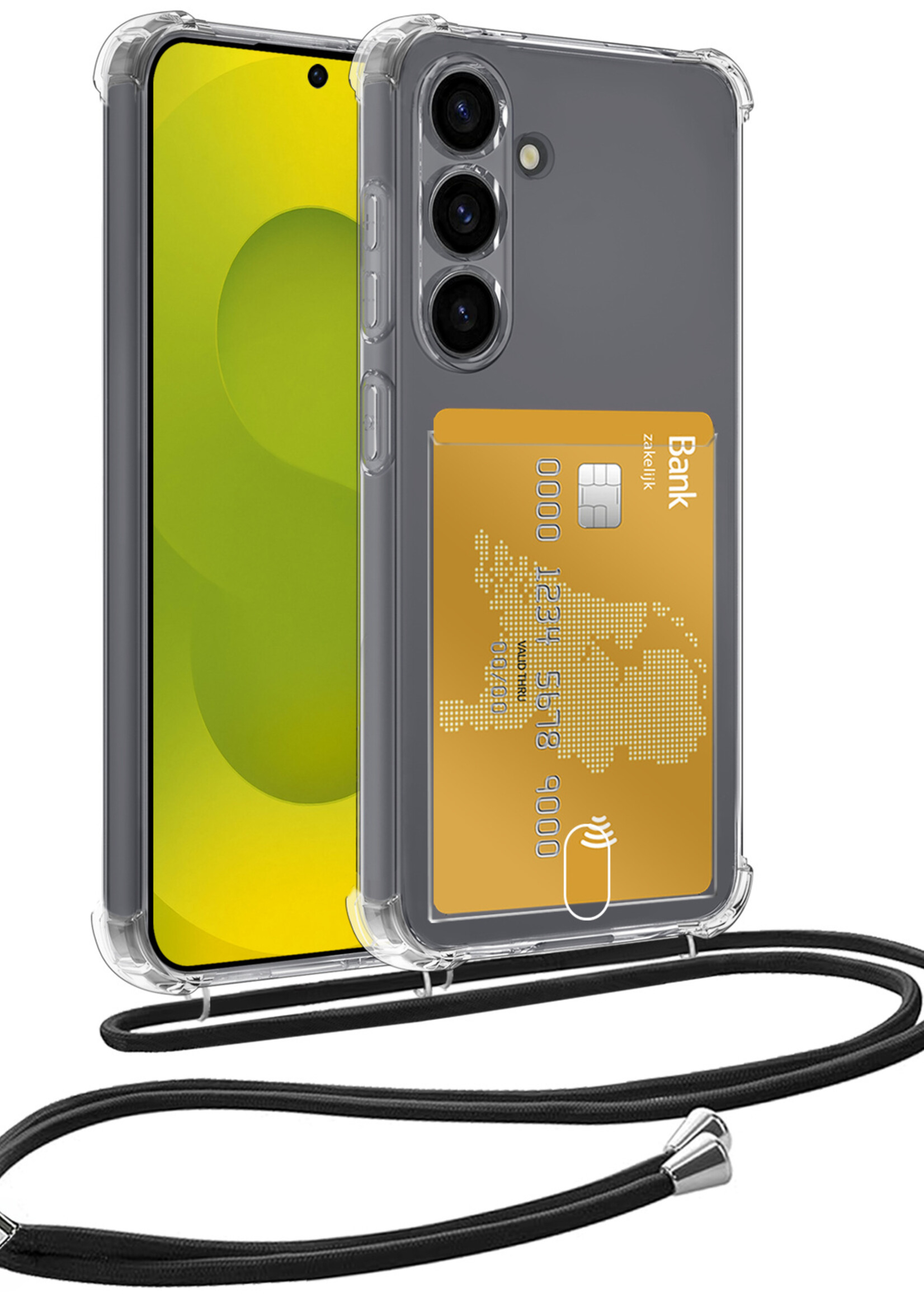 LUQ LUQ Samsung Galaxy S25 FE Hoesje Pashouder met Koord