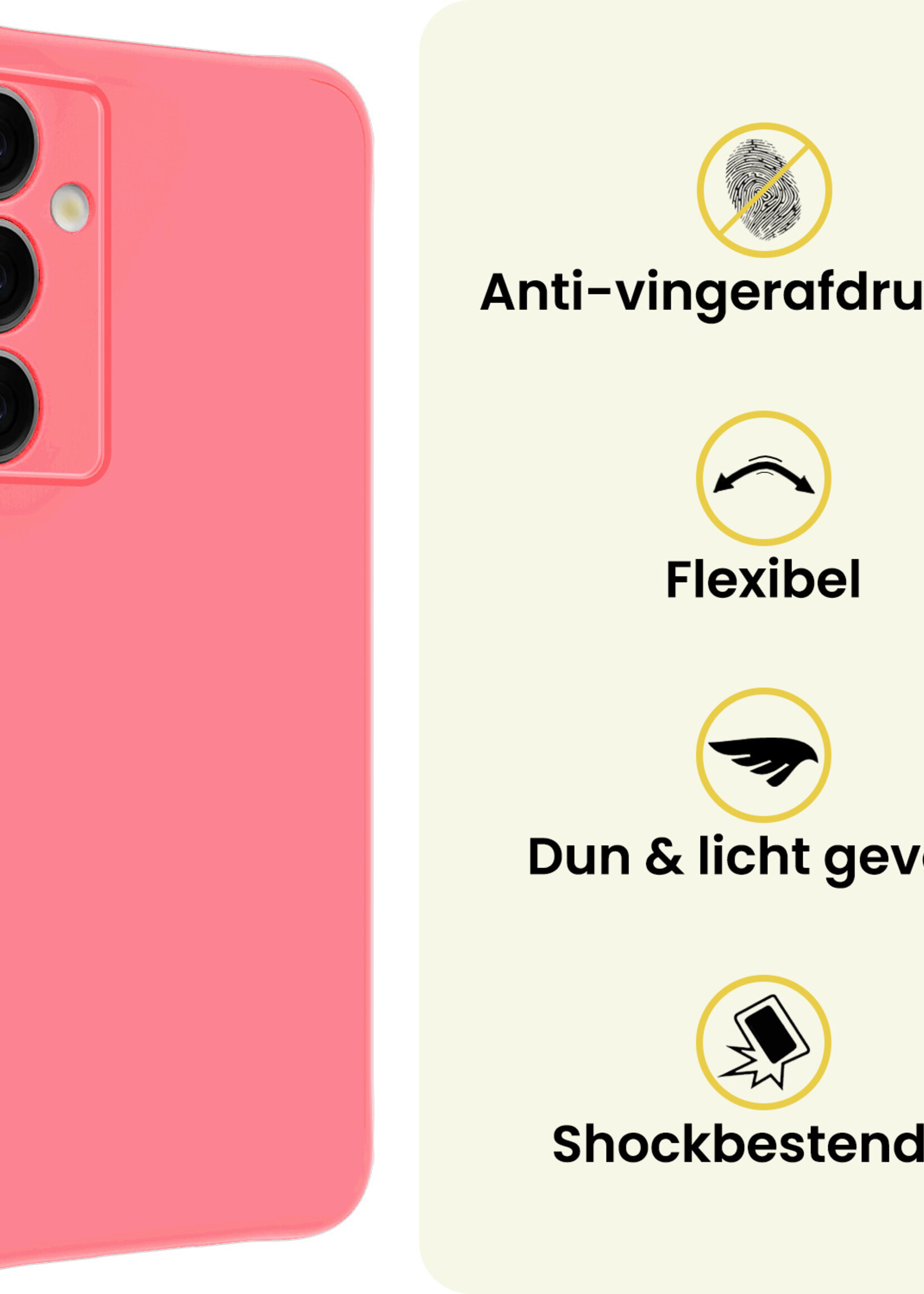 LUQ LUQ Samsung Galaxy S25 FE Hoesje Siliconen Met Screenprotector - Lichtroze