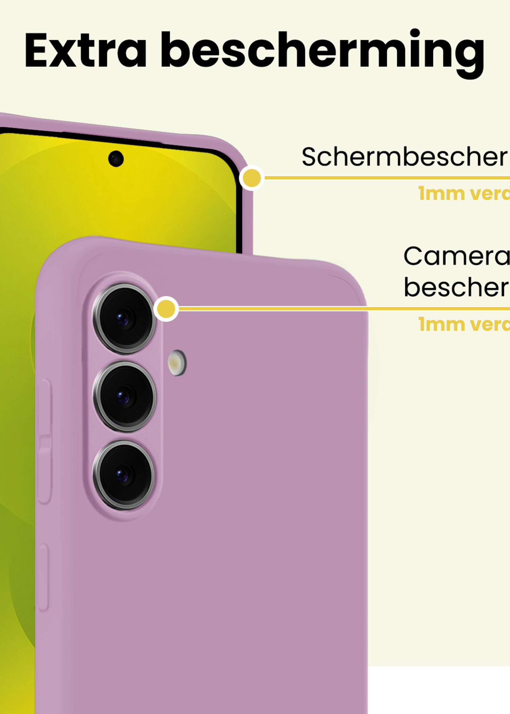 LUQ LUQ Samsung Galaxy S25 FE Hoesje Siliconen Met 2x Screenprotector - Lila