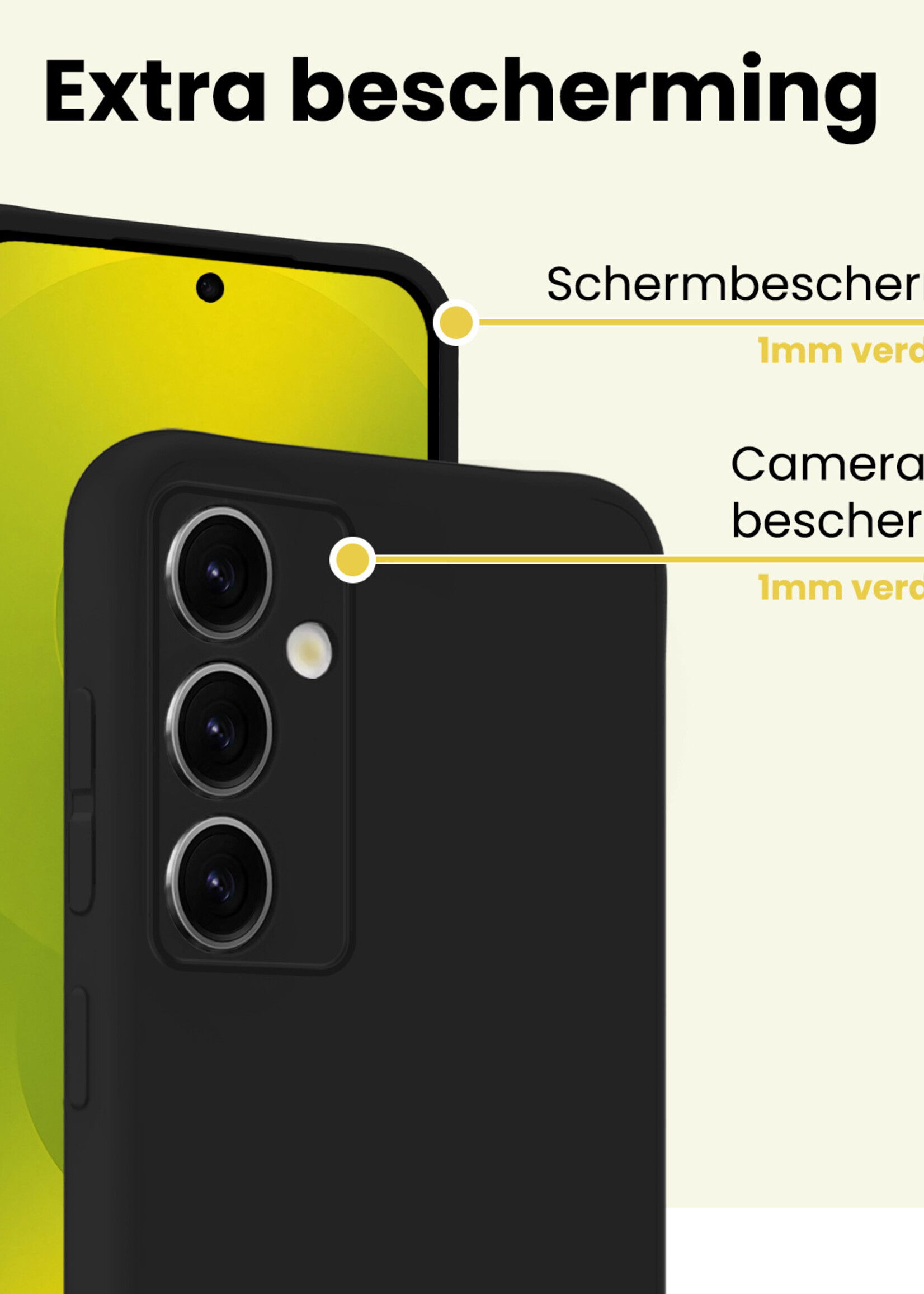 LUQ LUQ Samsung Galaxy S25 FE Hoesje Siliconen Met 2x Screenprotector - Zwart