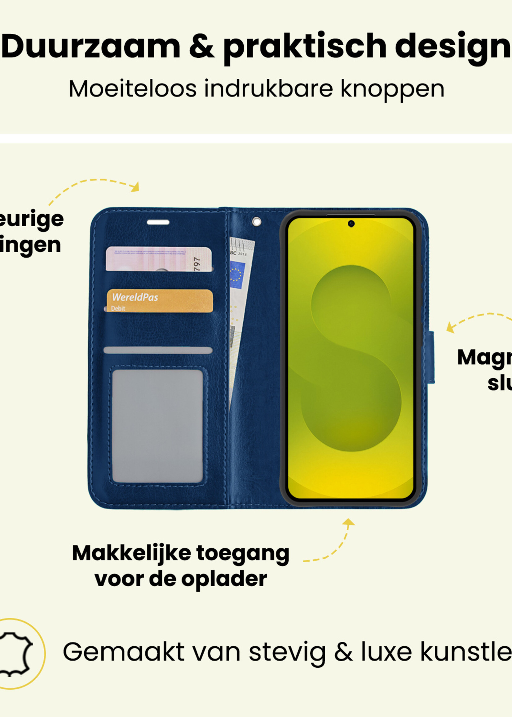 LUQ LUQ Samsung Galaxy S25 FE Hoesje Bookcase - Donkerblauw