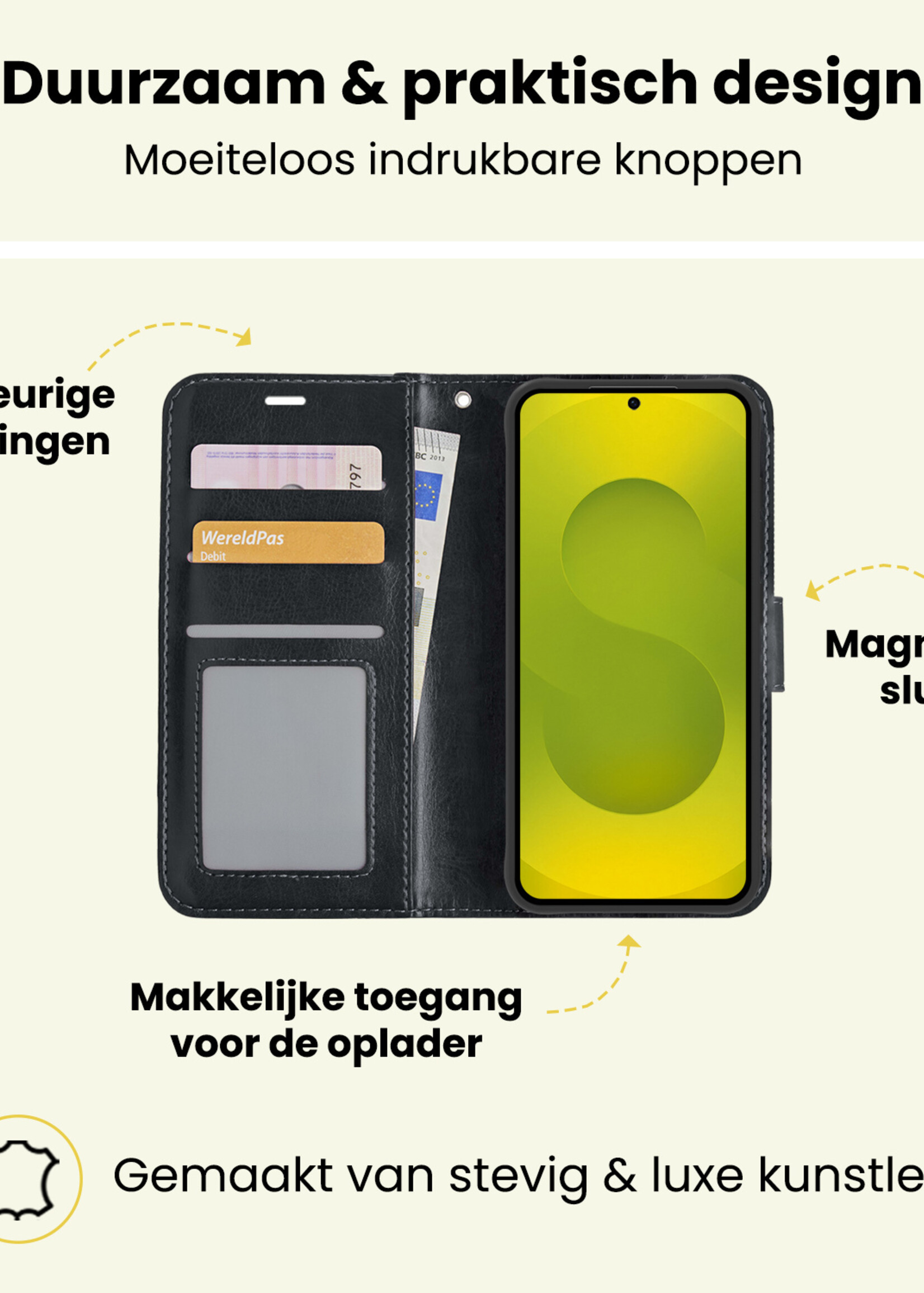 LUQ LUQ Samsung Galaxy S25 FE Hoesje Bookcase - Zwart