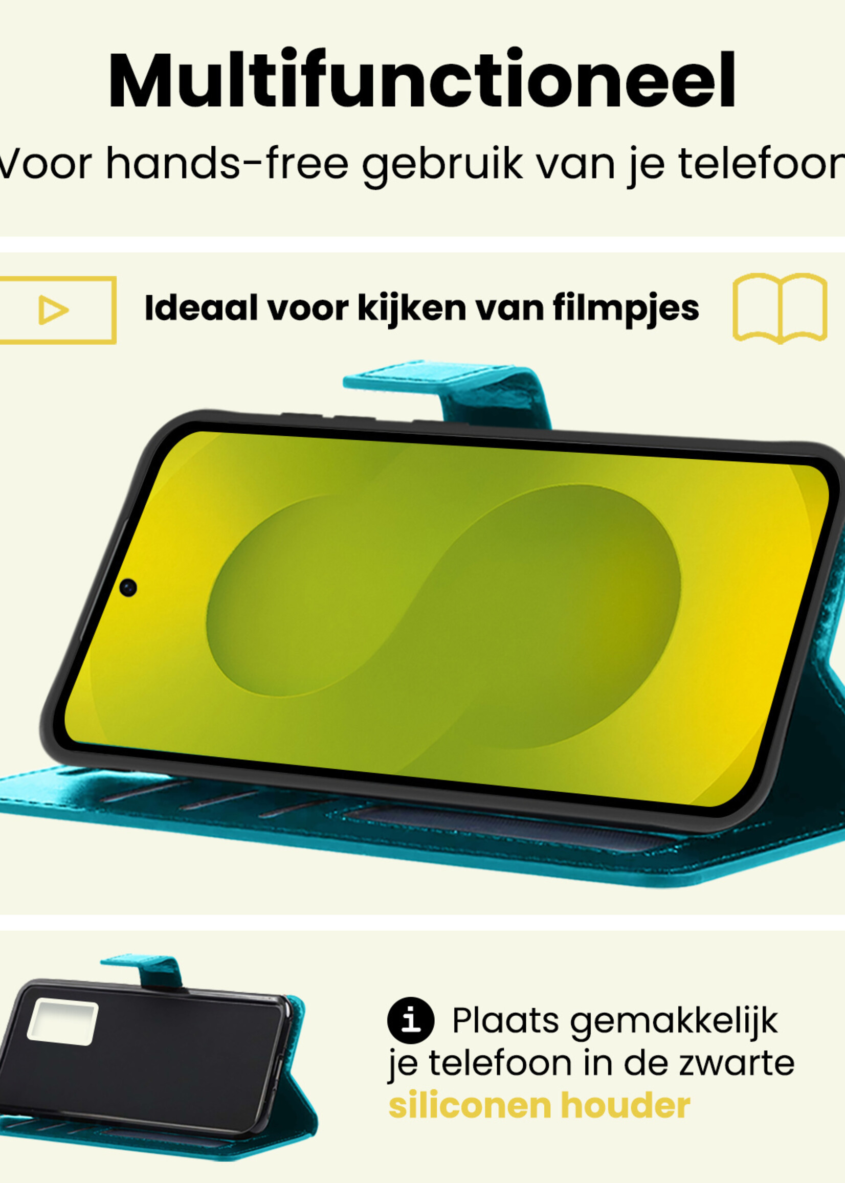 LUQ LUQ Samsung Galaxy S25 FE Hoesje Bookcase Met Screenprotector - Turquoise