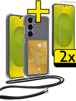 LUQ LUQ Samsung Galaxy S25 FE Hoesje Pashouder met Koord Met 2x Screenprotector