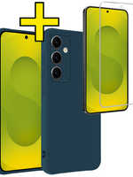 LUQ LUQ Samsung Galaxy S25 FE Hoesje Siliconen Met Screenprotector - Donkerblauw