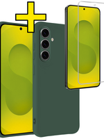 LUQ LUQ Samsung Galaxy S25 FE Hoesje Siliconen Met Screenprotector - Donkergroen