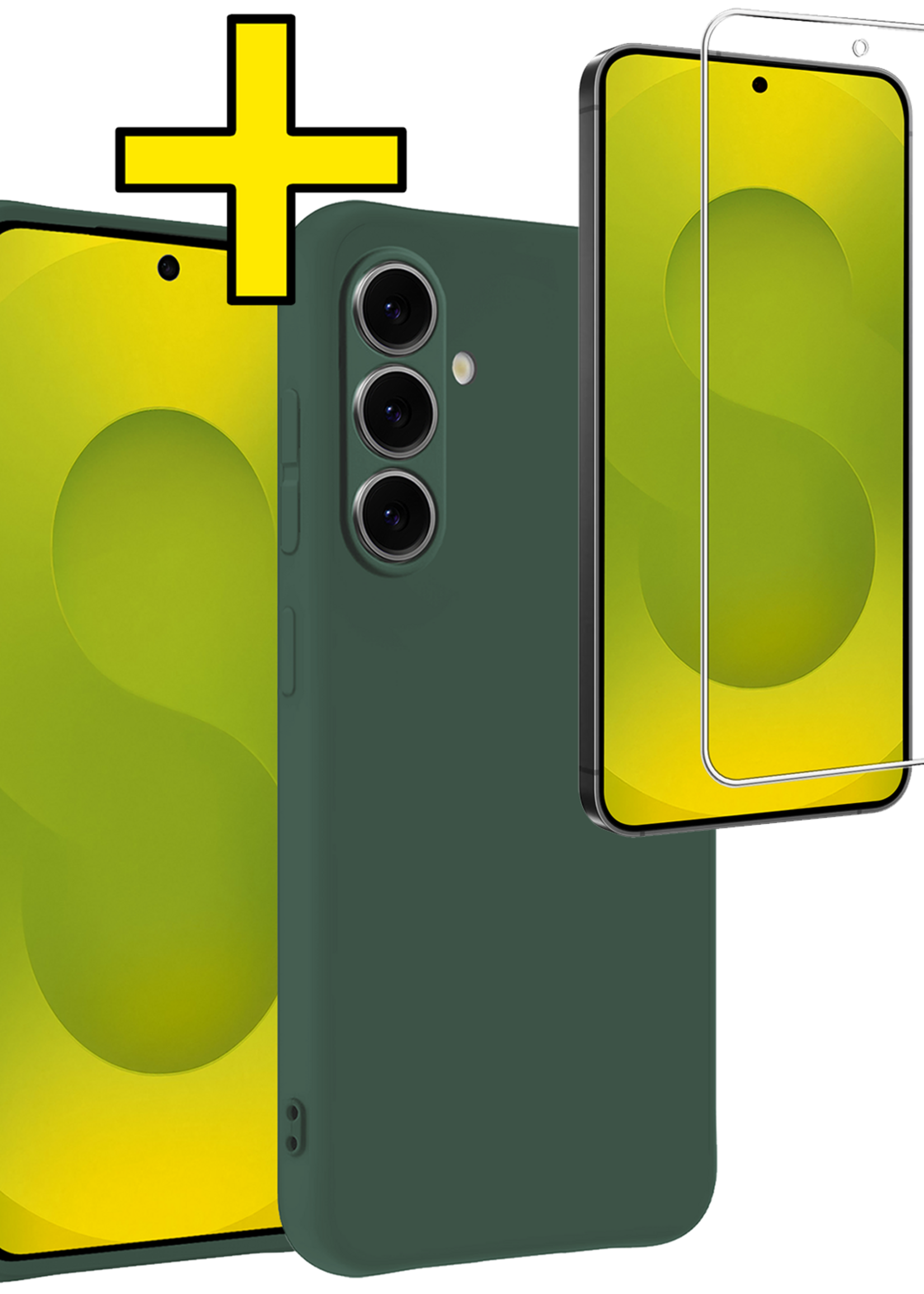 LUQ LUQ Samsung Galaxy S25 FE Hoesje Siliconen Met Screenprotector - Donkergroen