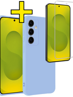 LUQ LUQ Samsung Galaxy S25 FE Hoesje Siliconen Met Screenprotector - Lichtblauw