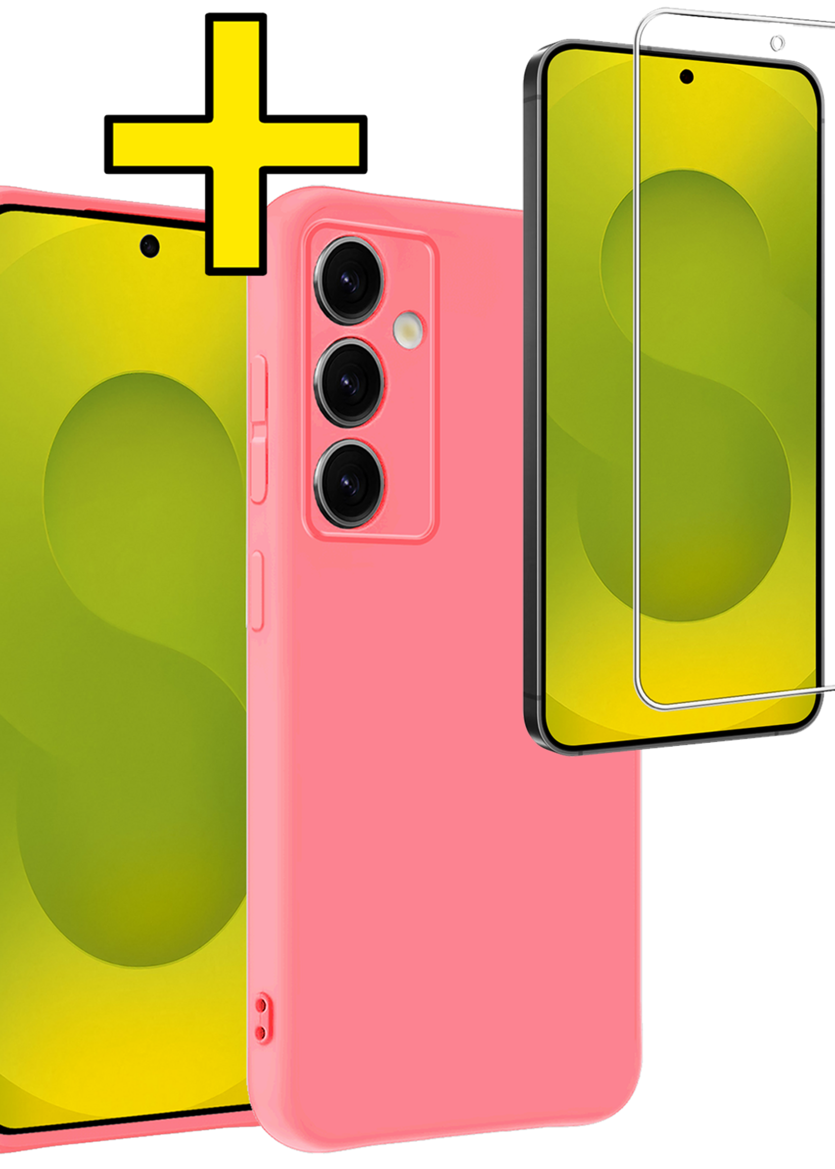 LUQ LUQ Samsung Galaxy S25 FE Hoesje Siliconen Met Screenprotector - Lichtroze