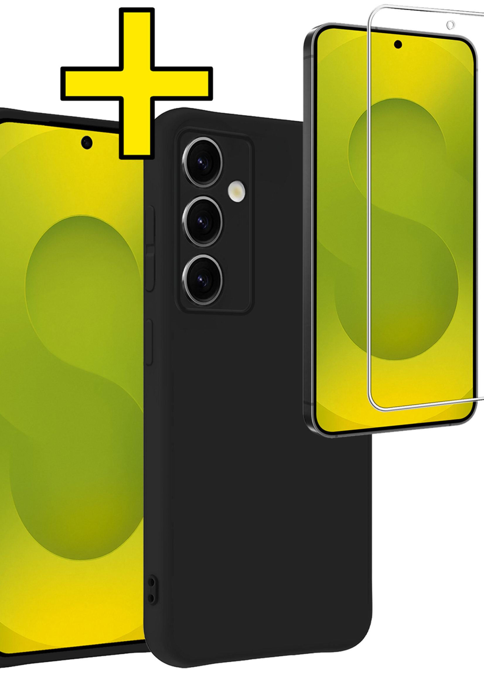 LUQ LUQ Samsung Galaxy S25 FE Hoesje Siliconen Met Screenprotector - Zwart