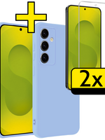 LUQ LUQ Samsung Galaxy S25 FE Hoesje Siliconen Met 2x Screenprotector - Lichtblauw