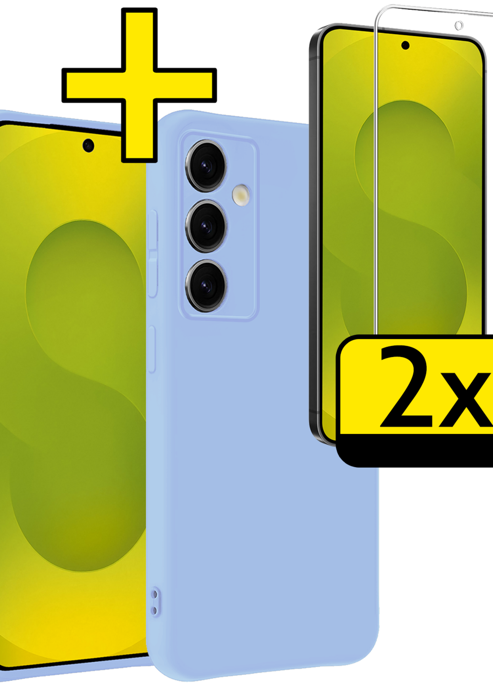 LUQ LUQ Samsung Galaxy S25 FE Hoesje Siliconen Met 2x Screenprotector - Lichtblauw