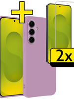 LUQ LUQ Samsung Galaxy S25 FE Hoesje Siliconen Met 2x Screenprotector - Lila